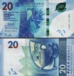*20 hongkongských dolárov Hong Kong 2018 (2020), banka BOC UNC