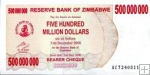 *500 000 000 Dolárov Zimbabwe 2008, P60 UNC