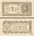 *1 Dinár Juhoslávia 1944, P48b UNC