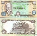 *5 Dolárov Jamajka 1991, P70d UNC