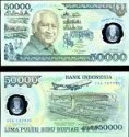 *50 000 Rupií Indonézia 1993, polymer P134a AU/UNC