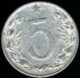 *Pětihaléř - 5 h Československo 1953 VF, KM 37 *Pětihaléř - 5 h Československo 1953 VF, KM 37