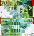 *20 nových šekelov Izrael 2001, P59b UNC