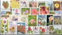 Známky tematické - 100 rôznych, kvety a rastliny