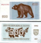*500 Talonu Litva 1992, P44 UNC