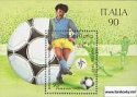Známky Laos 1990 MS vo futbale razítkovaný hárček