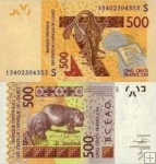 *500 Frankov Guinea Bissau (Západoafr. štáty) 2012-25 P919S UNC