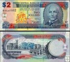 *2 Doláre Barbados 2007-2012 P66 UNC