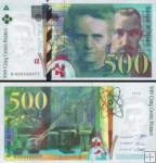 *500 Frankov Francúzsko 1994 P160a UNC Pierre & Marie Curie