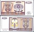 *10 Dinárov Chorvátsko 1992 R1 UNC, Srbska Krajina *10 Dinárov Chorvátsko 1992 R1 UNC, Srbska Krajina