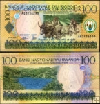 *100 Frankov Rwanda 2003, P29 UNC