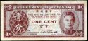 *1 Cent Hong Kong 1945, P321 UNC