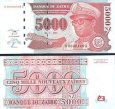*5000 Noveaux Zaires Zair 1995, P68 UNC, nízke sériové číslo *5000 Noveaux Zaires Zair 1995, P68 UNC, nízke sériové číslo