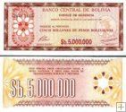 *5 000 000 Pesos Bolivianos Bolívia 1985, P193 UNC