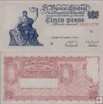*5 pesos Argentína 1951, P264c UNC