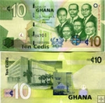 *10 Cedis Ghana 2007-17, P39 UNC