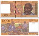*10 000 Frankov=2000 Ariary Madagaskar 1995, P79 UNC