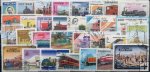 Známky tematické - 100 rôznych, vlaky - železnice