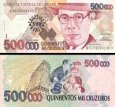*500 Cruzeiros Reias Brazílie 1993, přetisk P239 UNC *500 Cruzeiros Reias Brazílie 1993, přetisk P239 UNC