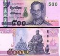*500 Baht Thajsko 2001-13, P107 UNC