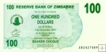 *100 Dolárov Zimbabwe 2006, P42 UNC