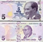 *5 lír Turecko 2013-2024, P222 UNC, fialová