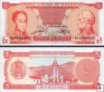 5 Bolívares Venezuela 1989, P70 UNC