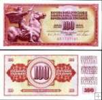 *100 juhoslávskych dinárov Juhoslávia 1965, P80 UNC