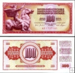 *100 juhoslávskych dinárov Juhoslávia 1965, P80b UNC