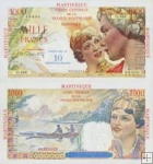 10 Noveaux Francs Martinik 1960 nevydaný Specimen - REPLIKA