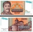 *5 000 000 Dinárov Juhoslávia 1993, P132 UNC
