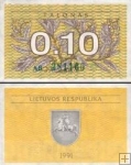0.10 Talonas Litva 1991, P29a UNC