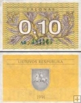 0.10 Talonas Litva 1991, P29a UNC