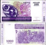 *1000 Ariary=5000 Francs Madagaskar 2004, P89b UNC