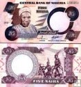 *5 Naira Nigéria 1984-2005, P24 UNC