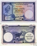 500 Frankov Belgické Kongo 1953 P28st SPECIMEN - REPLIKA