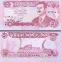 *5 Dinár Irak 1992, P80 UNC S.Hussein