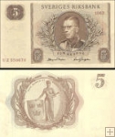 5 Korún Švédsko 1962-3, P50 UNC