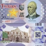 *USA 50 Dollars 2015 28. štát - Texas polymer