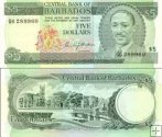*5 dolárov Barbados 1975, P32a UNC