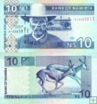 *10 Dolárov Namíbia 2001, P4c UNC