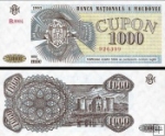*1000 Cupon Moldavsko 1993, P3 UNC