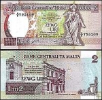 *2 Liri Malta 1994-2007 P45d UNC
