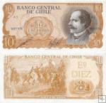 *10 Escudos Čile 1973-76, P143 UNC