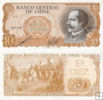 *10 Escudos Čile 1973-74, P143 UNC