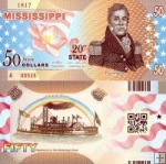 *USA 50 Dollars 2015 20. štát - Mississippi polymer