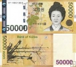 *50 000 Won Južná Kórea 2009, P57 UNC