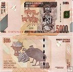 *5000 Frankov Kongo Dem.Rep. 2012, P102a UNC