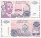 *100 000 Dinárov Bosna a Hercegovina (Srbsko) P154a UNC