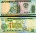 *20 000 Meticais Mozambik 1999, P140 UNC